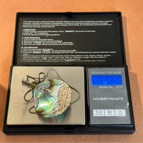 Vintage Sterling Silver Abalone Shell Wire Wrapped Pendant Necklace - Picture 8 of 9